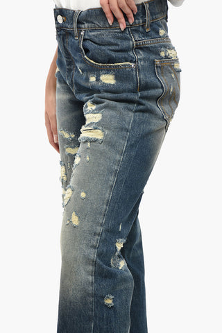 Distressed Jeans with Logo Button 22cm