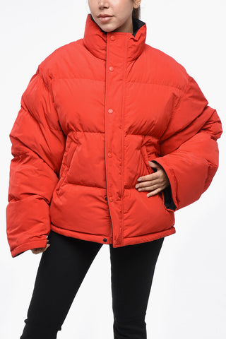 Reversible Down Jacket with Hidden Button Closure