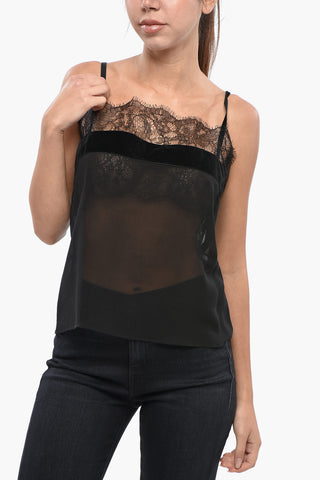 STUDIO Slip Top in Seta POLONIA con Inserto in Velour