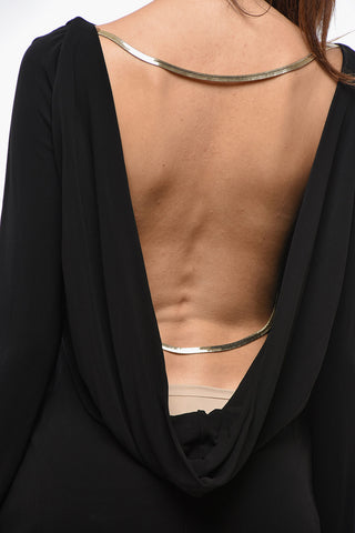 Mini Dress a Maniche Lunghe con Schiena Scoperta
