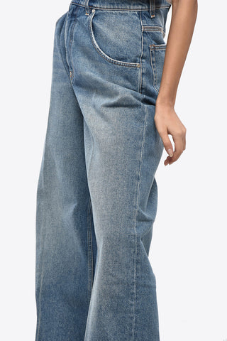 Jeans a Gamba Larga e a Vita Alta 29cm