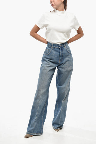 Jeans a Gamba Larga e a Vita Alta 29cm