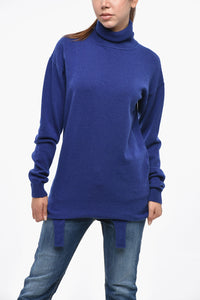 Cashmere Turtleneck Sweater with Garter Straps