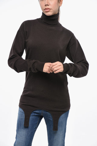 Cashmere Turtleneck Sweater with Garter Strap