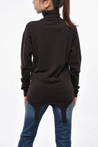Cashmere Turtleneck Sweater with Garter Strap