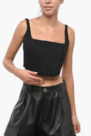 Cotton Gabardine Crop Bustier Top