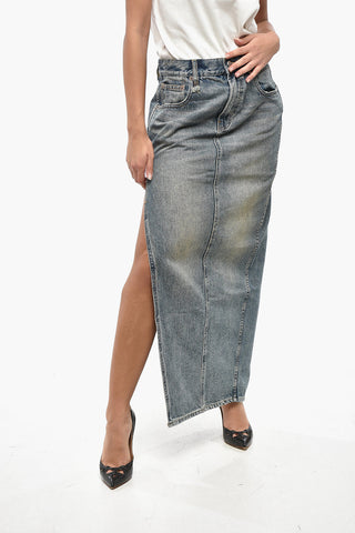 Denim Pencil Skirt DEVON with Maxi Side Slit