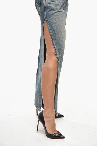 Denim Pencil Skirt DEVON with Maxi Side Slit
