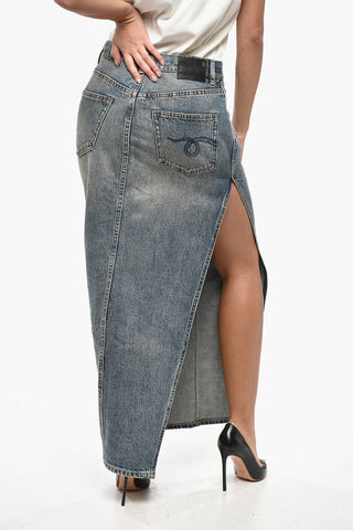 Denim Pencil Skirt DEVON with Maxi Side Slit