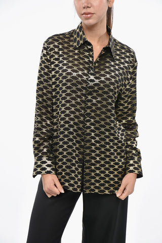 Silk Blend Shirt with Lurex Monogram Motif