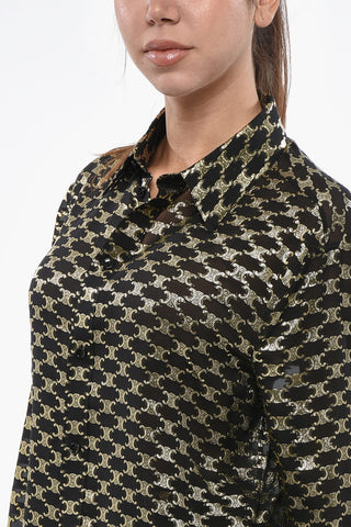 Silk Blend Shirt with Lurex Monogram Motif