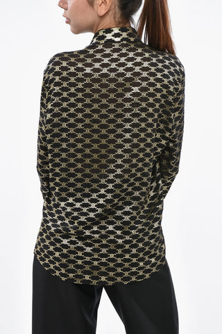 Silk Blend Shirt with Lurex Monogram Motif