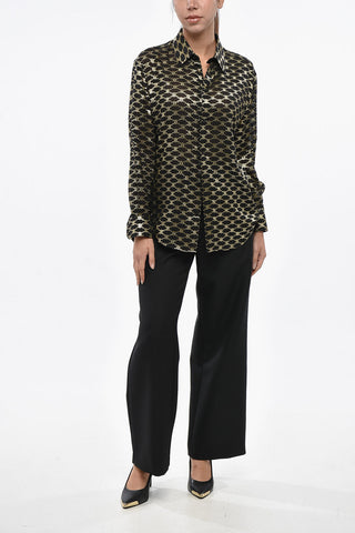 Silk Blend Shirt with Lurex Monogram Motif
