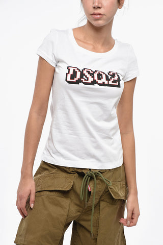 면 라운드넥 티셔츠 SCOOP FIT 모노그램 장식