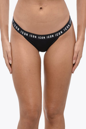Solid-Color Swimsuit Brief with Logo Band