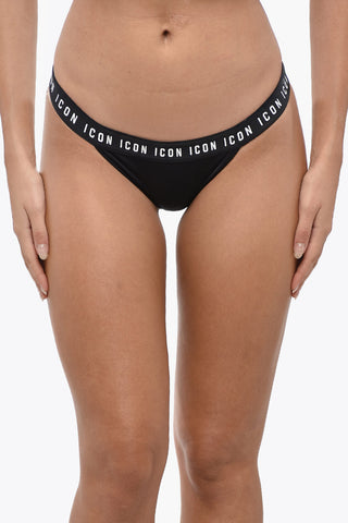 Solid-Color Swimsuit Brief with Logo Band