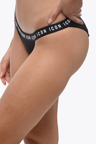 Solid-Color Swimsuit Brief with Logo Band
