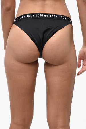 Solid-Color Swimsuit Brief with Logo Band