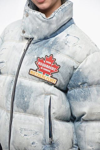 Denim-Bomber mit Vintage-Effekt und Logopatch