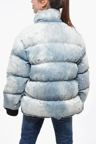 Denim-Bomber mit Vintage-Effekt und Logopatch