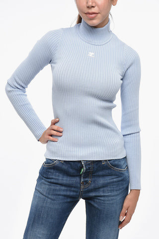 Ribbed Turtleneck Sweater with Monogram
