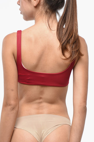 Nylon Bandeau Bikini Top with Contrasting Logo