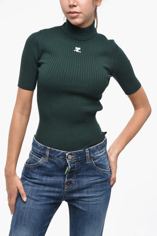 Ribbed Turtleneck Sweater with Monogram
