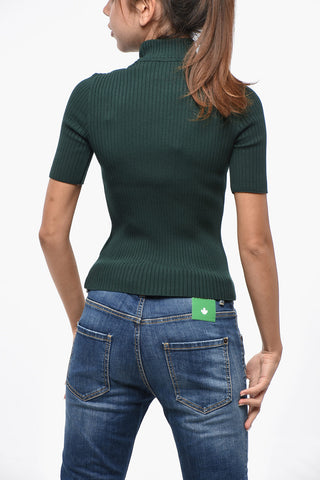 Ribbed Turtleneck Sweater with Monogram