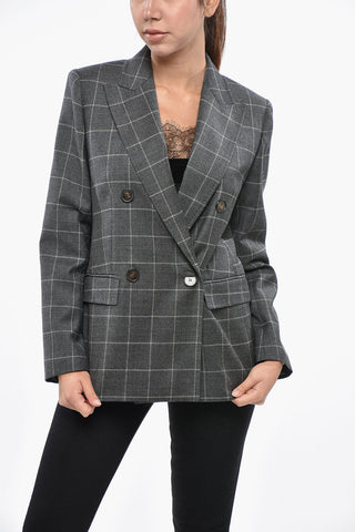STUDIO Double-breasted COLIMBO District Check Wool Blazer
