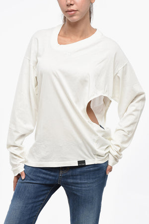 Langärmliges Rundhals-T-Shirt mit Cut-Out-Detail