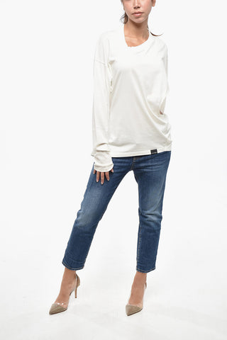 Langärmliges Rundhals-T-Shirt mit Cut-Out-Detail