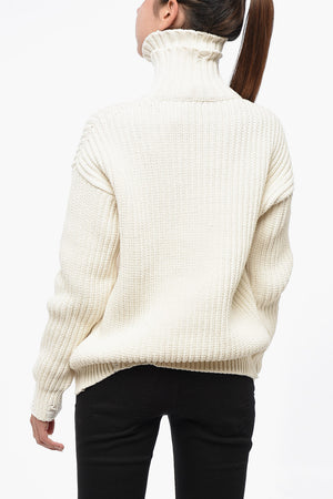 Cotton-Blend Sweater BROKEN STITCH with Double Collar