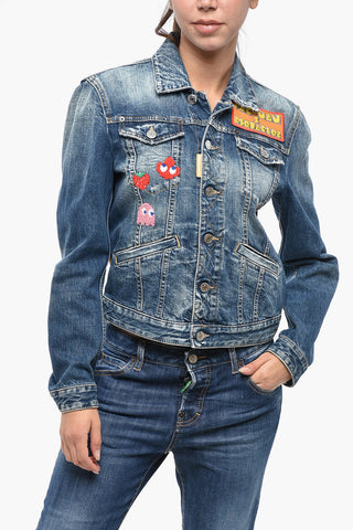 PAC-MAN Jeansjacke BOYFRIEND JEAN mit Patches