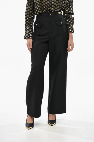 Straight Fit Mohair Blend Pants with Logoed Morsets