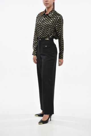 Straight Fit Mohair Blend Pants with Logoed Morsets