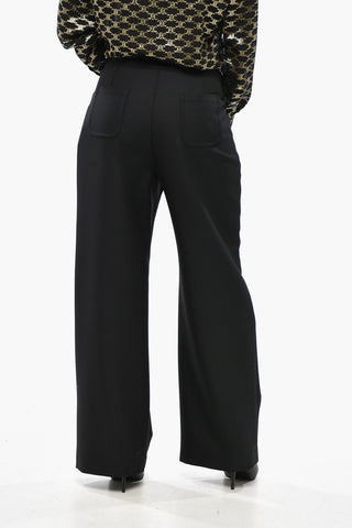 Straight Fit Mohair Blend Pants with Logoed Morsets
