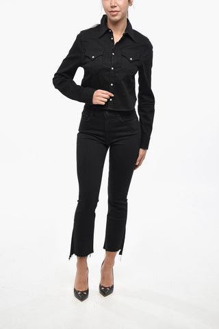 Western Cropped-Fit Stretch-Denim Shirt