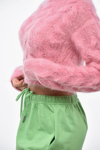 Kurzgeschnittener Zopfpullover aus Mohair