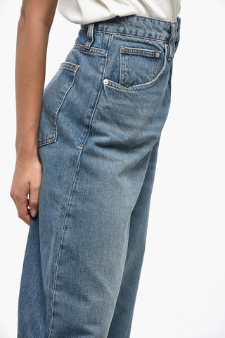 Jeans A Gamba Larga con Bottone Logato 24cm