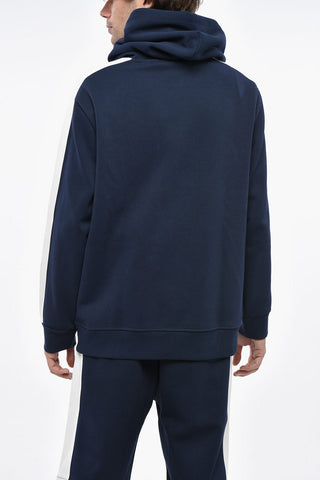 Felpa Hoodie Bicolore con Logo in Rilievo