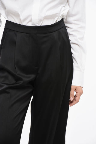 Wool Palazzo Pants with 2 Pleats