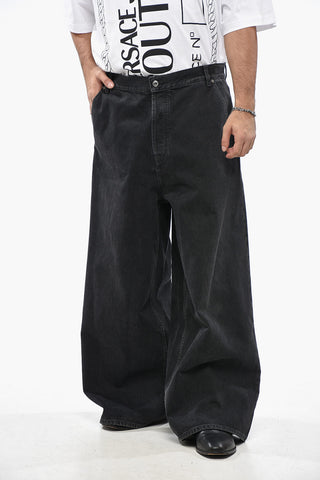 Wide-Leg Jeans with 22cm Logo Button