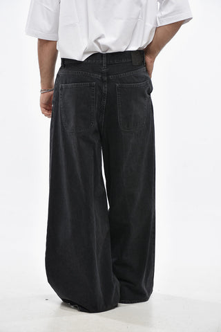 Wide-Leg Jeans with 22cm Logo Button