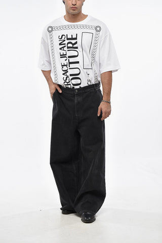 Wide-Leg Jeans with 22cm Logo Button