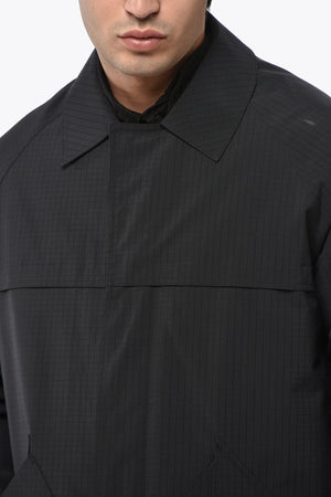 체크 립스탑 트렌치 숨김 버튼 여밈