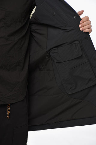 체크 립스탑 트렌치 숨김 버튼 여밈