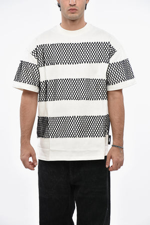 Crewneck Cotton Jersey T-Shirt with Mesh Details