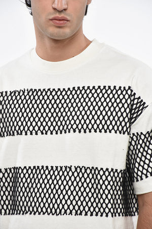 Crewneck Cotton Jersey T-Shirt with Mesh Details