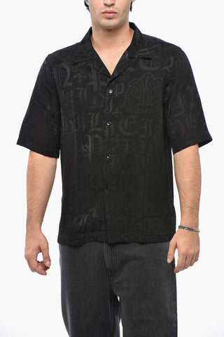 Camicia Bowling in Viscosa Jacquard Motivo Mongoram