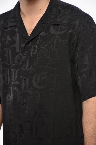 Camicia Bowling in Viscosa Jacquard Motivo Mongoram